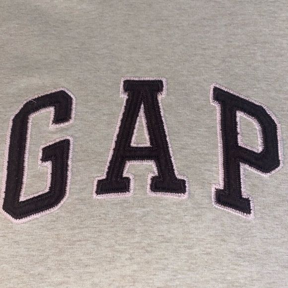 GAP STRETCH Hoodie Beige With Brown Letters and Soft Pink letter border Size XL - Picture 3 of 10